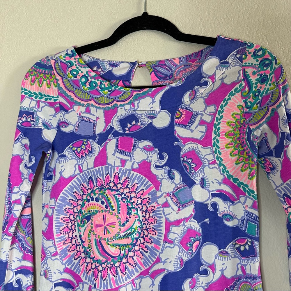 LILLY PULITZER purple / pink elephant Play That Trunky Music Bay dress XXS - Picture 3 of 12